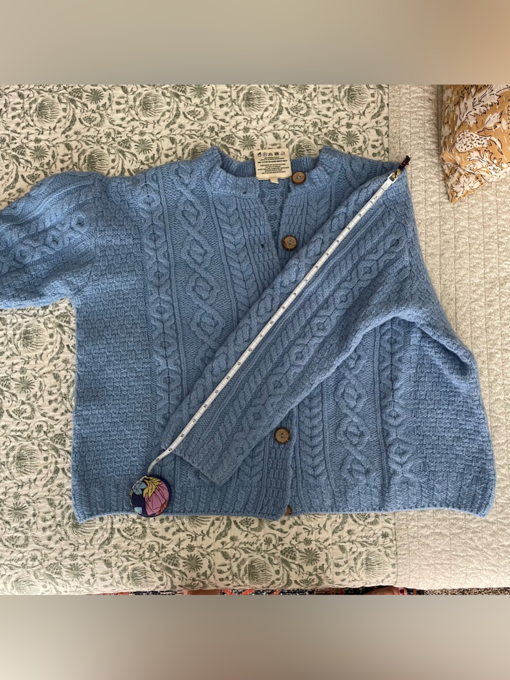 Aran Woolen Mills Blue Wool Cardigan - Picture 8 of 8